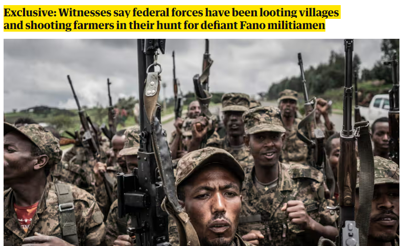 The Guardian Exposes Mass Killings and Looting by Federal Troops in Amhara Region